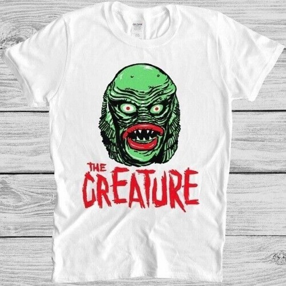 HollyMusicFan Tops - Creature From The Black Lagoon T Shirt Film Movie Retro Vintage Cool Tee
